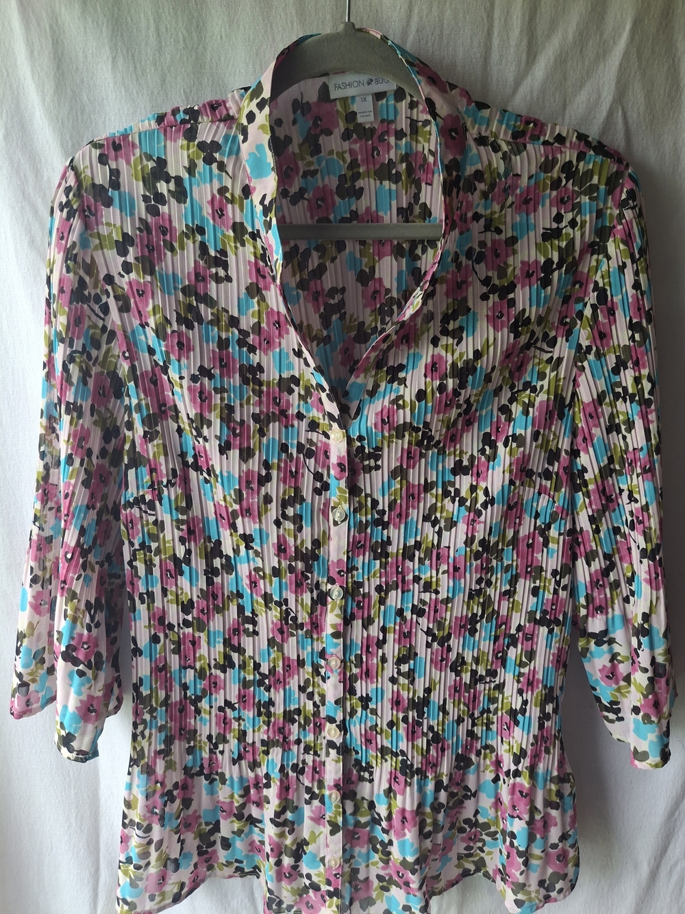Fashion Bug Multicolor Floral Pleated Button-Down Shirt